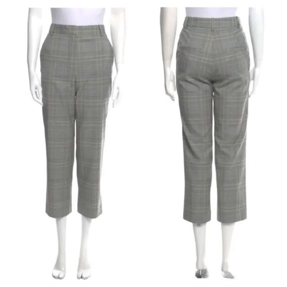 NEW Tibi Wool High Rise Crop Straight Leg Glencheck Plaid Suiting Pants Size 8 - Picture 6 of 11